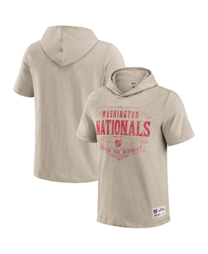 Darius Rucker Collection by Men's Tan Washington Nationals Distressed Hoodie T-Shirt