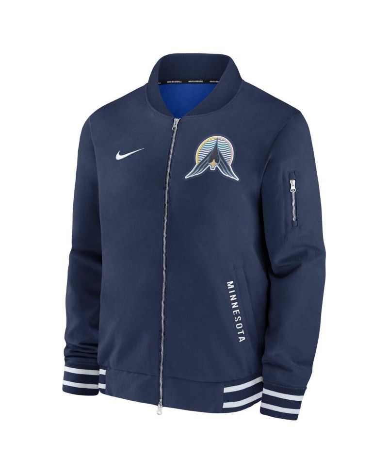 Men's Navy Minnesota Twins Authentic Collection City Connect Full-Zip Bomber Jacket