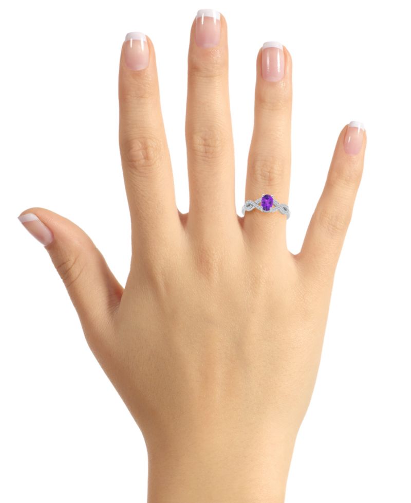 Rhodolite Garnet (1 ct. t.w.) & White Topaz (1/4 ct. t.w.) Twist Ring in Sterling Silver (Also in Citrine, Blue Topaz, Amethyst, & Periodt)