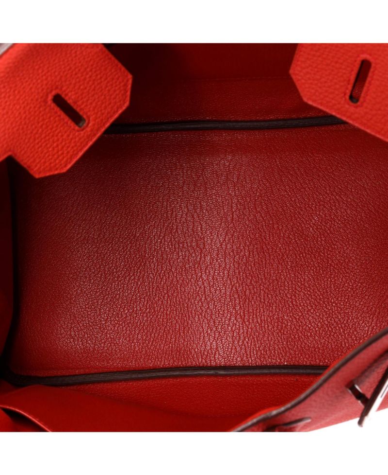 Pre-Owned Hermes Birkin 30 Handbag Red Togo with Palladium Hardware