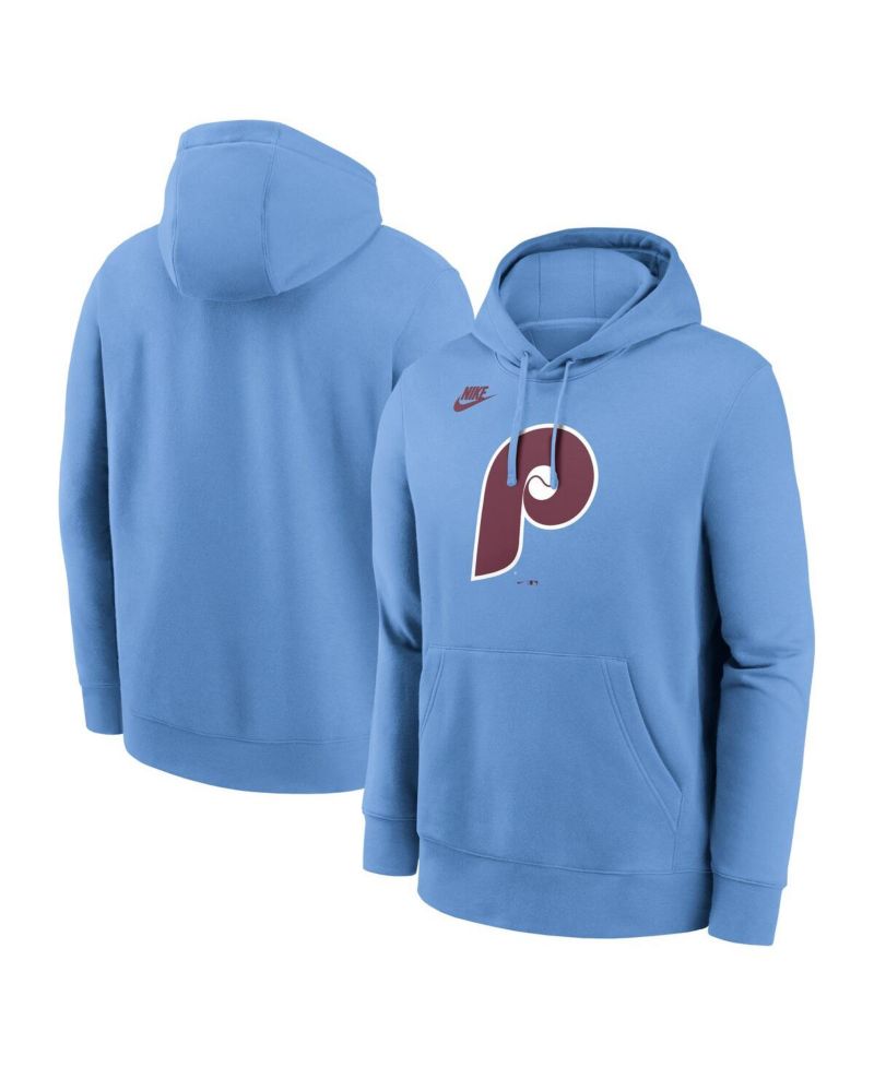 Men's Light Blue Philadelphia Phillies Cooperstown Collection Logo Club Pullover Hoodie