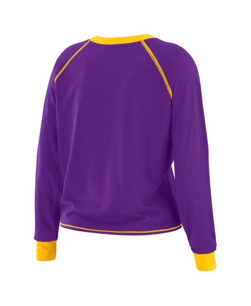 Women's Purple Minnesota Vikings Tie-Front Long Sleeve T-Shirt