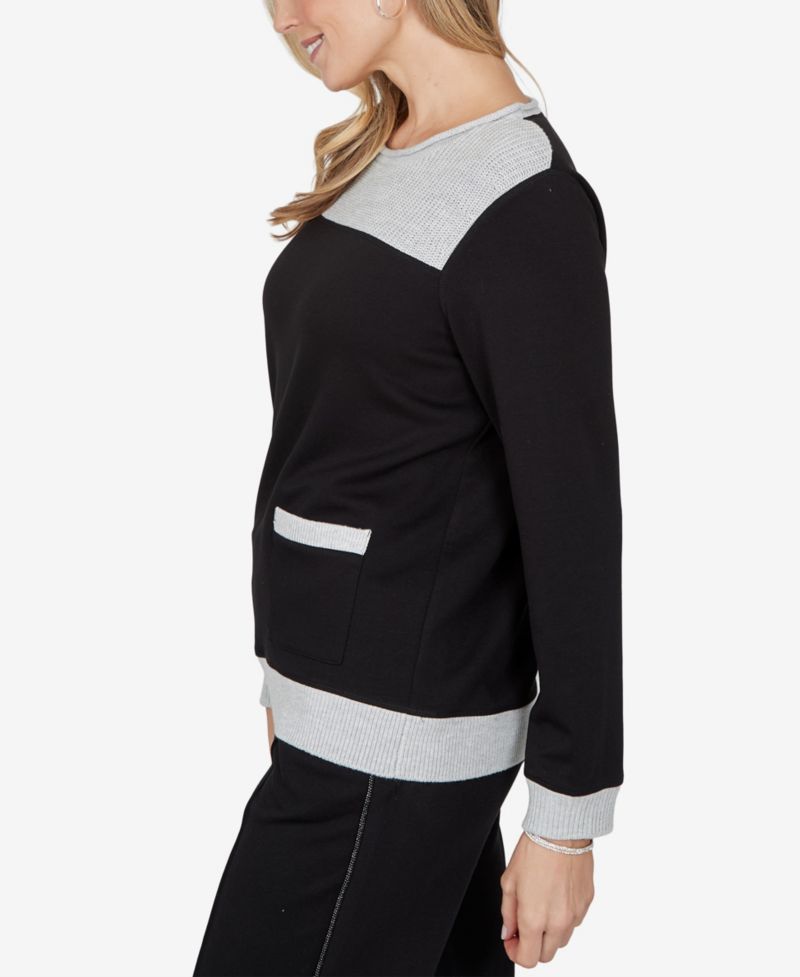 Petite Colorblock Long-Sleeve Crewneck Sweater