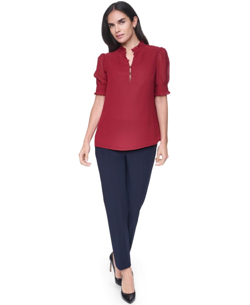 Women's Clip Dot Mock Neck Popover Top