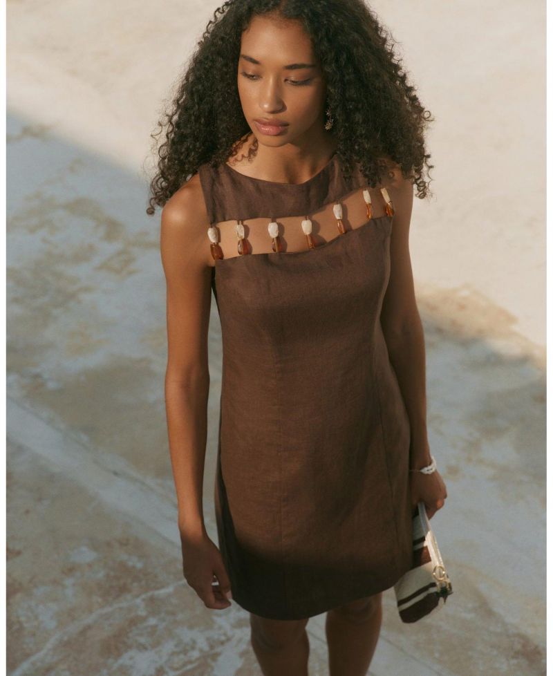Women's Beaded Cutout Mini Dress