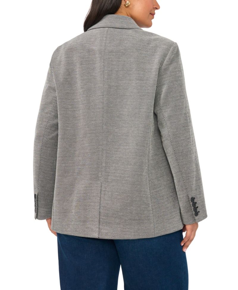 Plus Size Single-Button Mid-Length Stretch Blazer