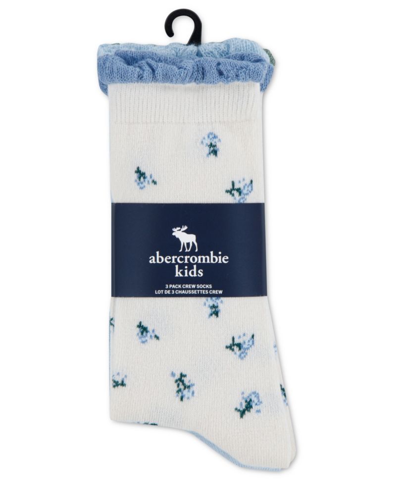 Girls' 5-11 Ditsy Floral Crew Socks, 3-Pack