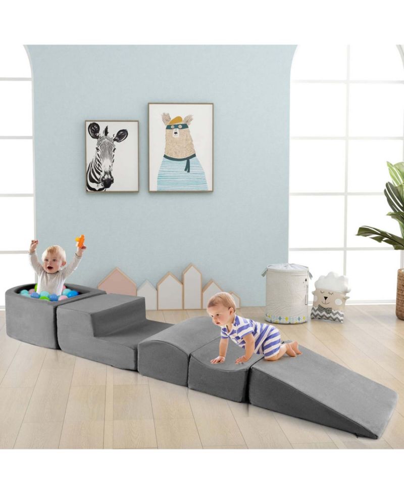5PCS Climb and Crawl Playset with Ball Pit for Kids Zippers for