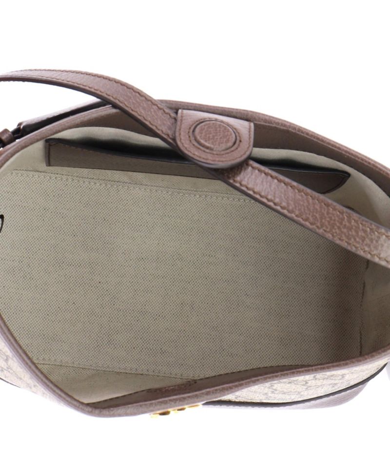 Small Ophidia Open Bucket Bag GG Coated Canvas with Leather