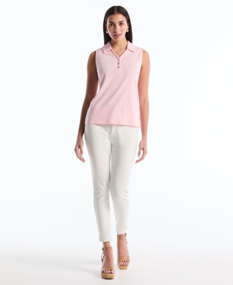 Petite Sleeveless Polo Top