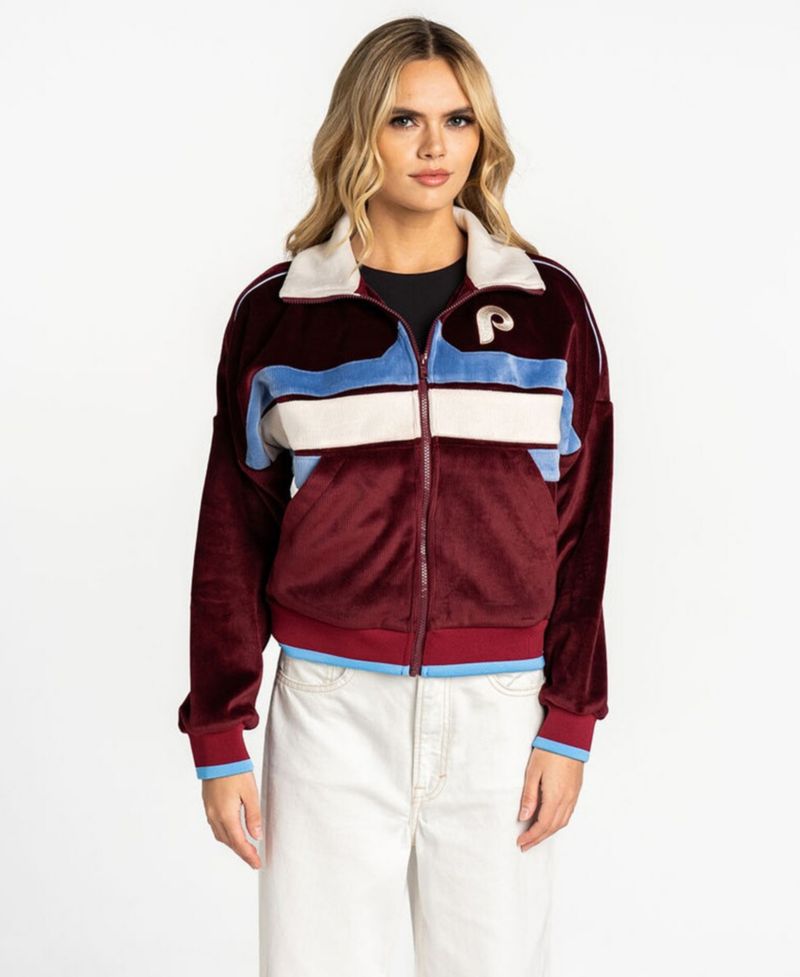 Women's Burgundy Philadelphia Phillies Velvet Cord Full-Zip Jacket