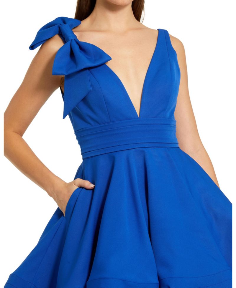 Women's Ieena Plunging V-Neck Bow Sleeveless Mini Dress