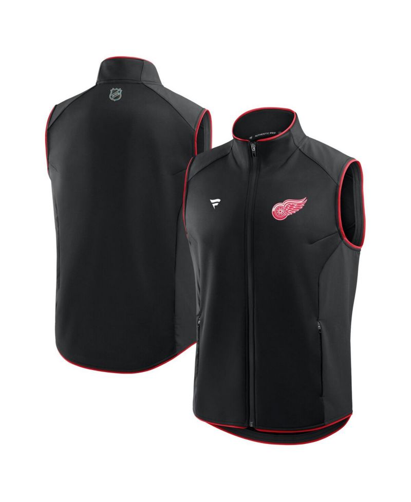 Men's Black Detroit Red Wings Authentic Pro Rink Full-Zip Vest