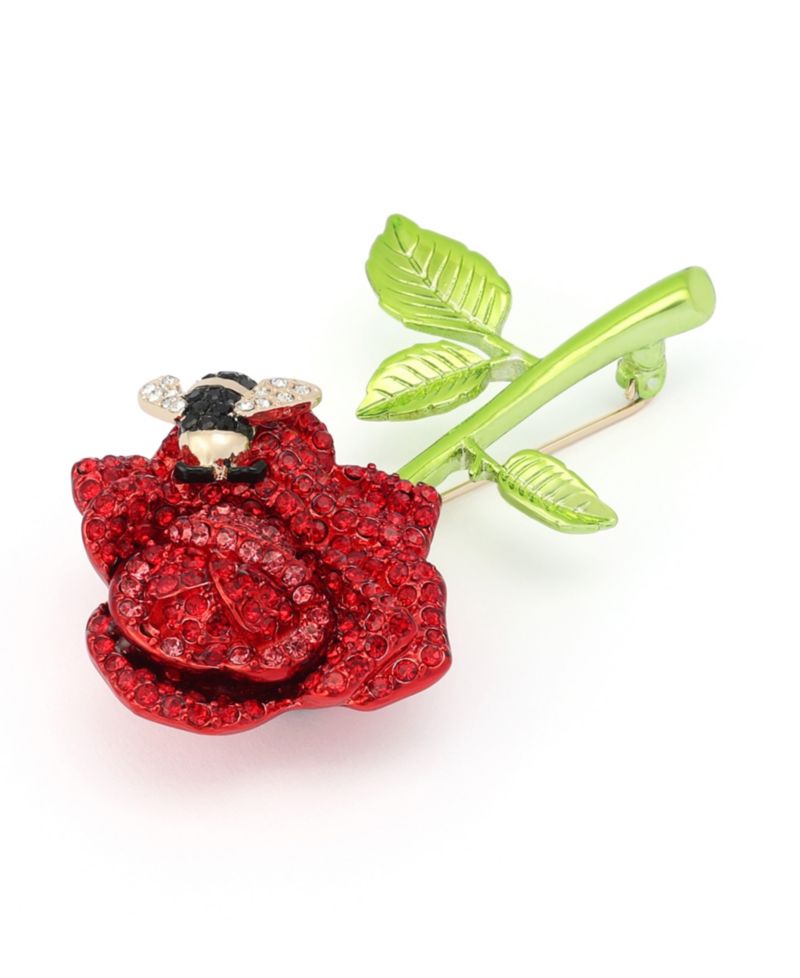 Faux-Stone Pav&eacute; Rose Brooch