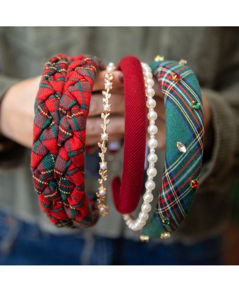 Padded Thin Velvet Headband - Crimson Red