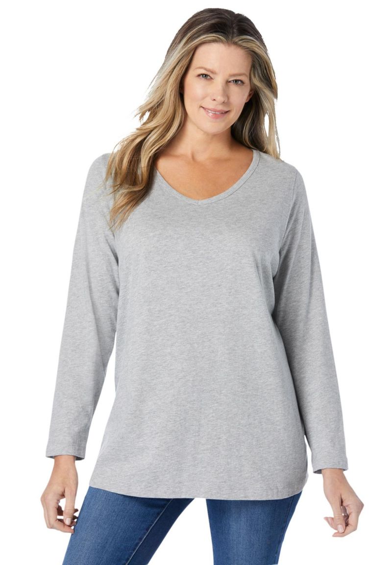Plus Size Perfect Long-Sleeve V-Neck Tee