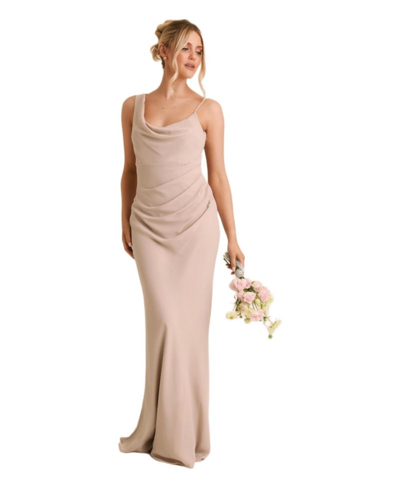 Women's Cowl Front Chiffon Bridesmaid Dress