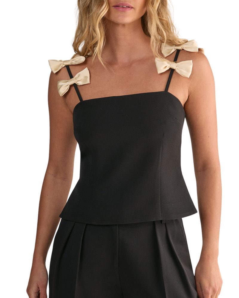 Women's Contrast Bow Tailored Top