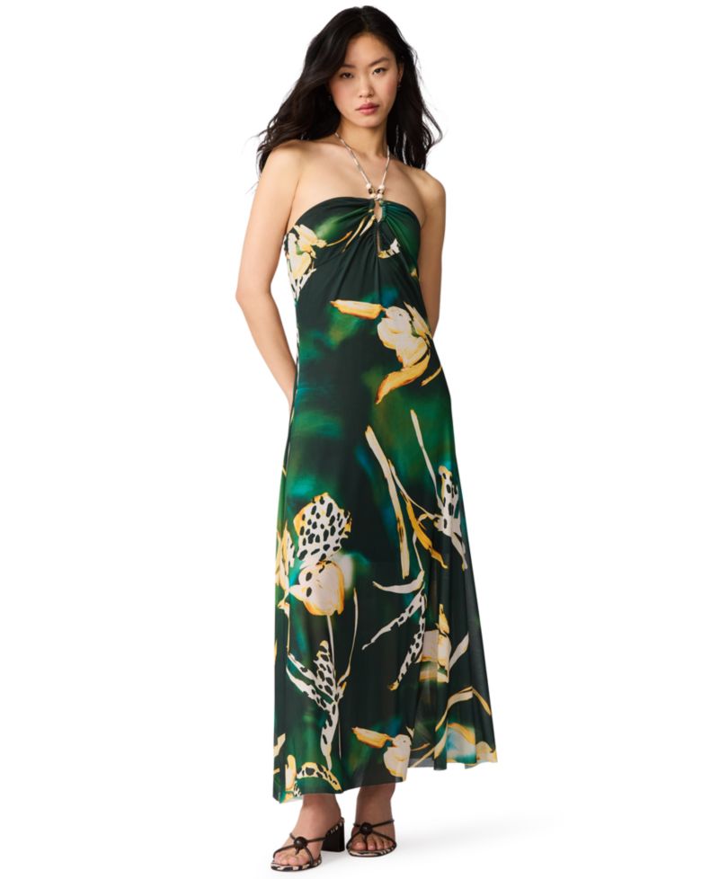 Halter Tropical Print Strada Dress