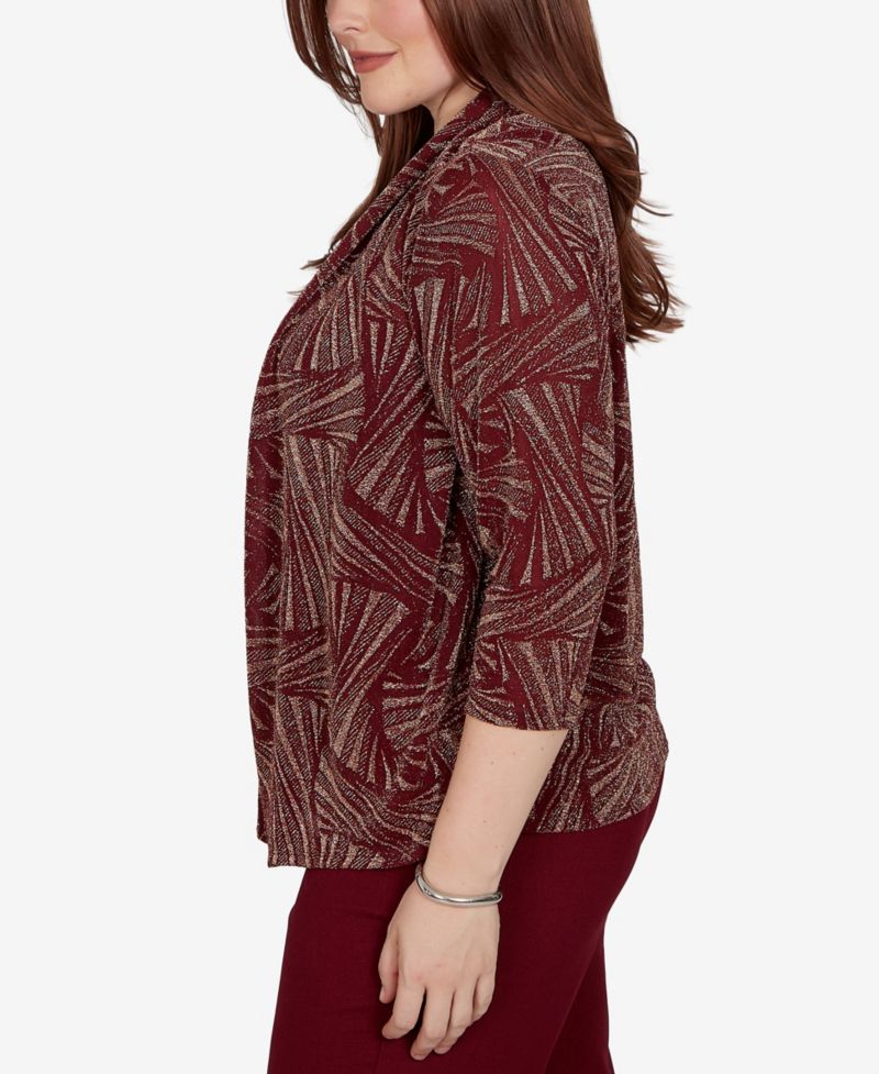 Women's Union Square Shimmer Abstract Two In One Top With Necklace