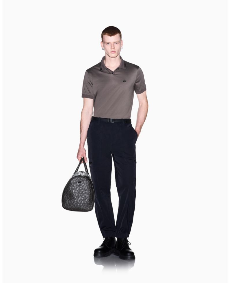 Men's Mercerized Tipping Johnny Collar Polo Shirt