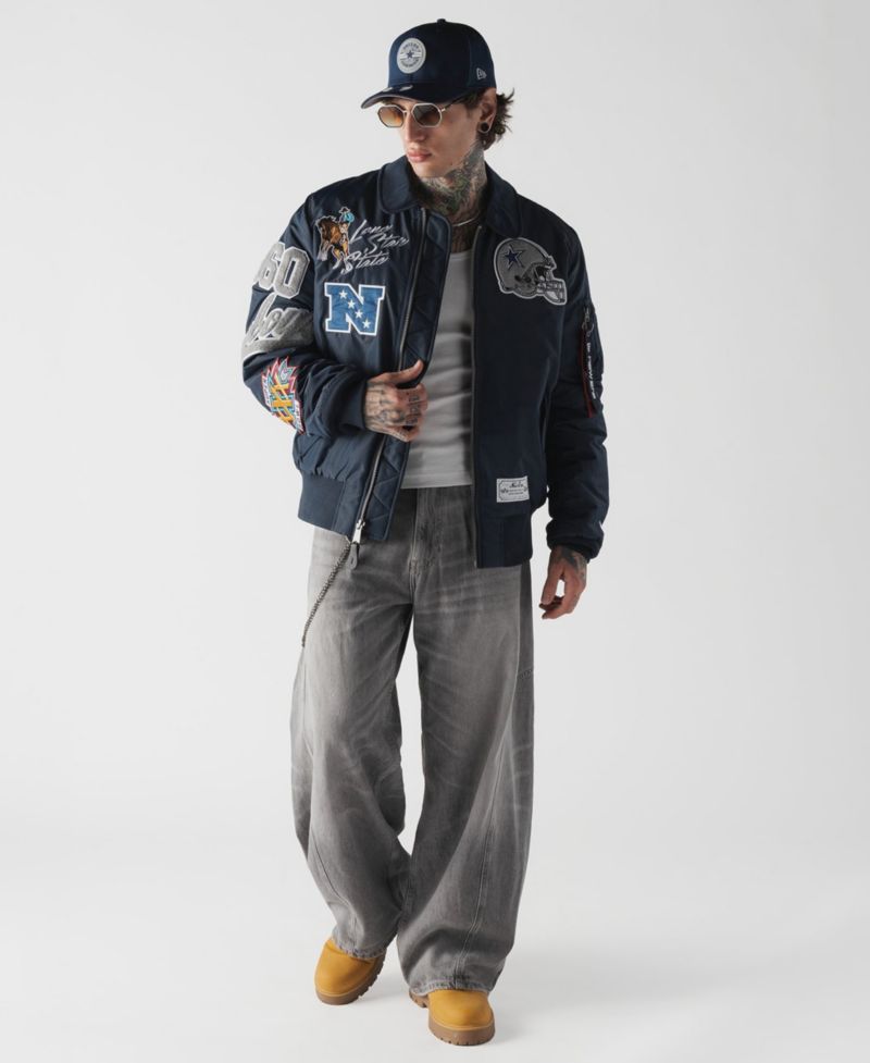 Men's Navy Dallas Cowboys MA-1 Full-Zip Bomber Jacket