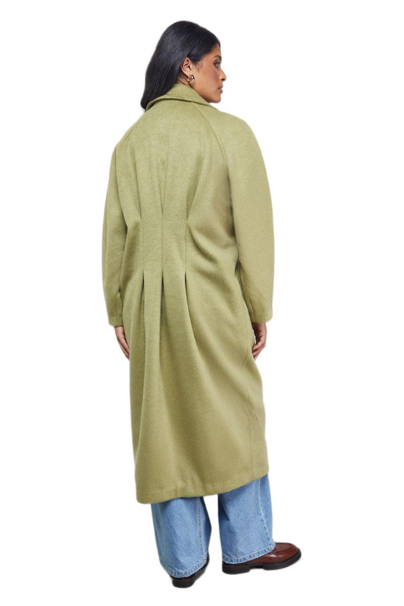 Women's Oversized Pleat Back Detail Maxi Coat
