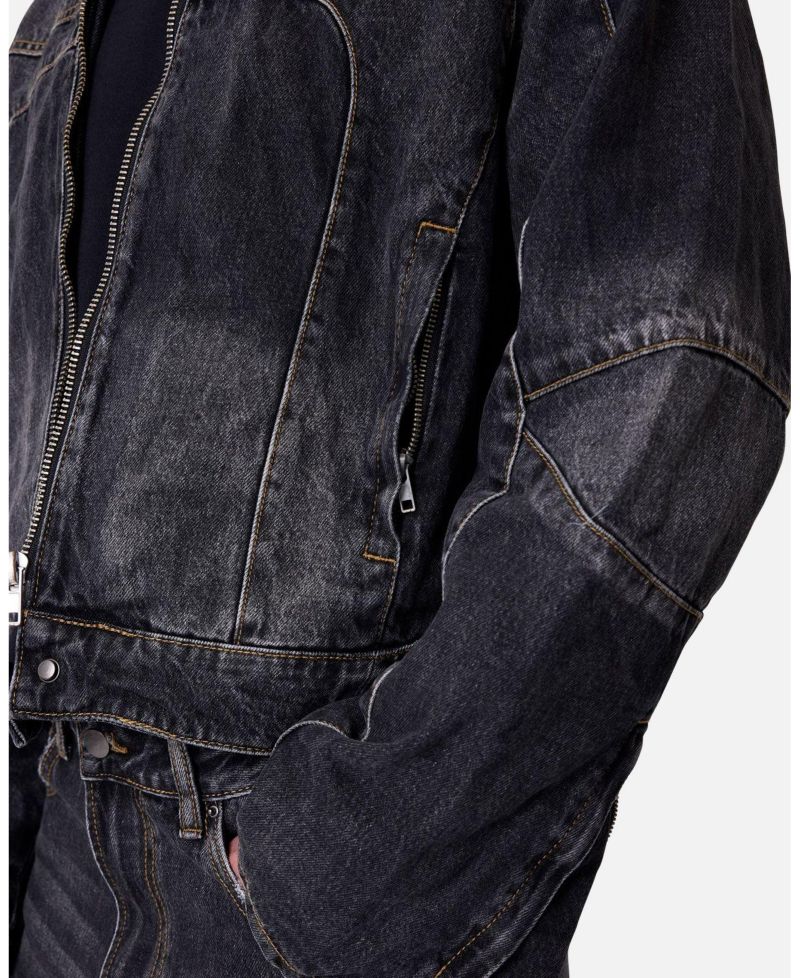 Men's Panelled Moto Denim Jacket