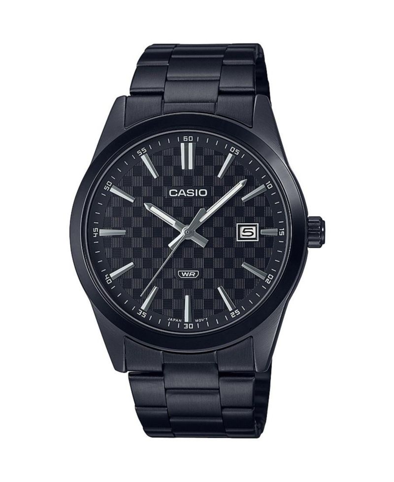 Men's Three-Hand Black Stainless Steel Watch 41mm, MTPVD03B-1A