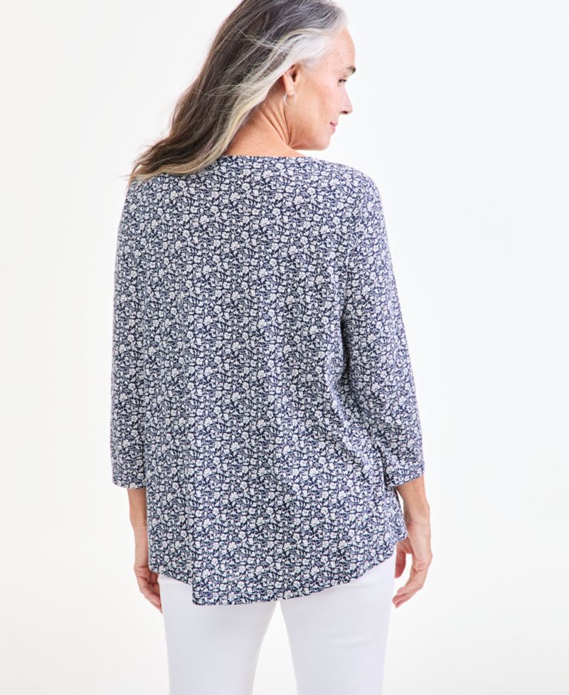 Women's Pleated 3/4-Sleeve Knit Top
