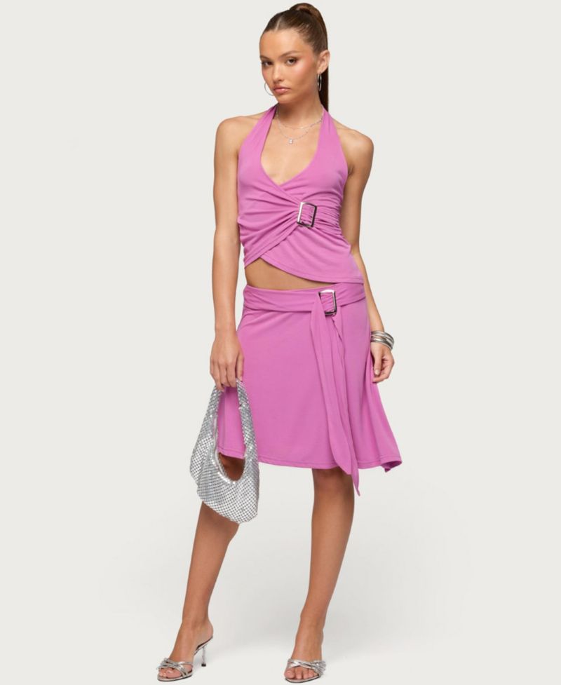 Women's Fiori Buckle Asymmetric Midi Skirt