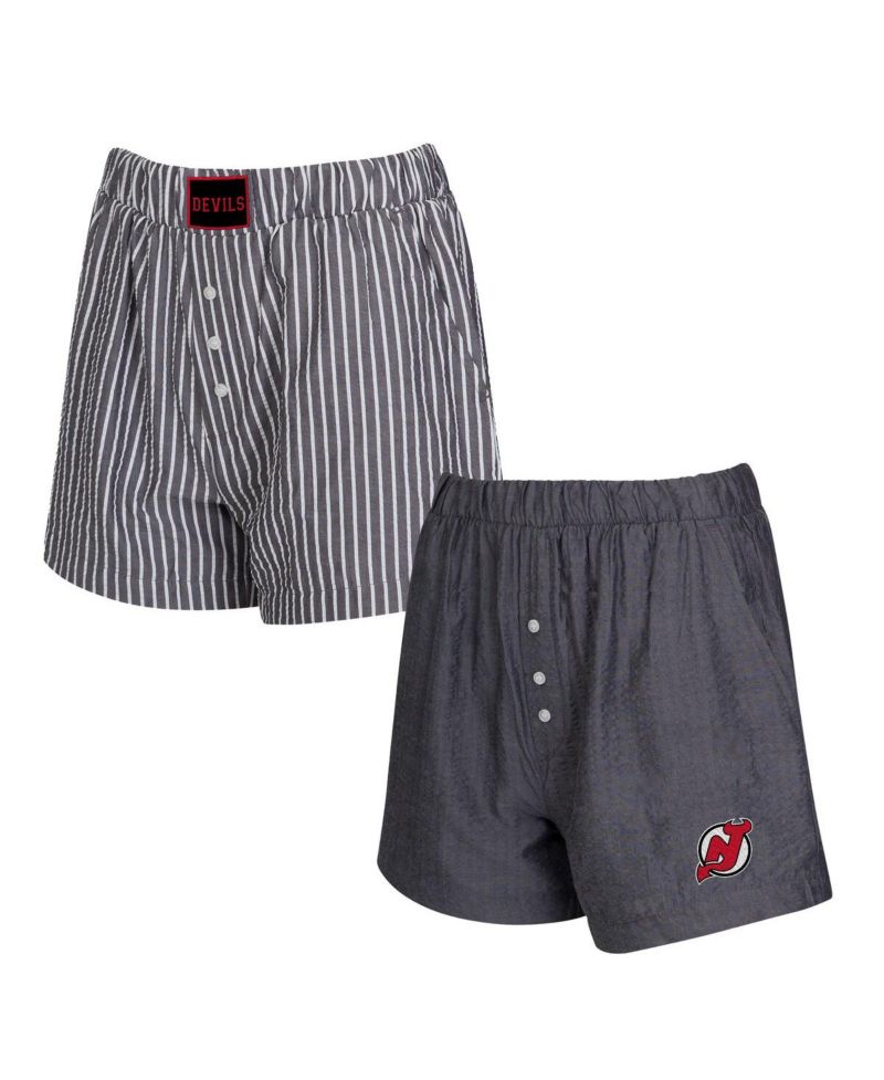 Women's 2-Pack Charcoal New Jersey Devils Boxer Shorts Set