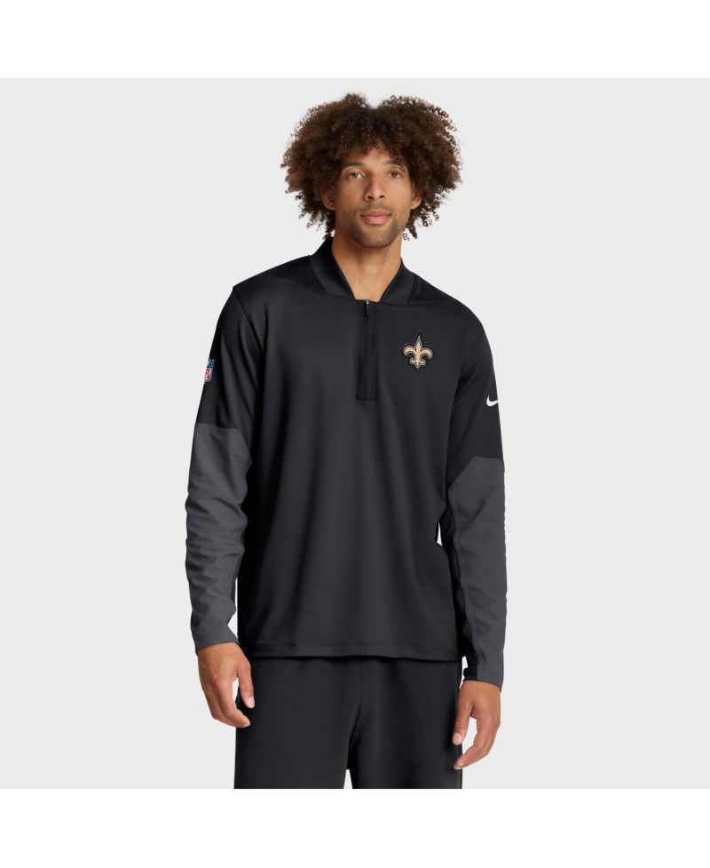 Men's Black New Orleans Saints Sideline Feel the Pressure Performance Half-Zip Pullover