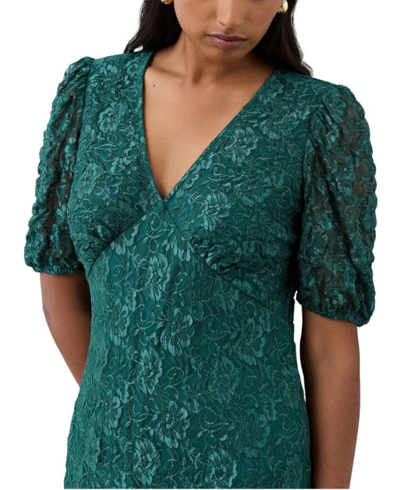Women's Loretta Empire-Waist Fit-and-Flare V-Neck Lace Midi Dress