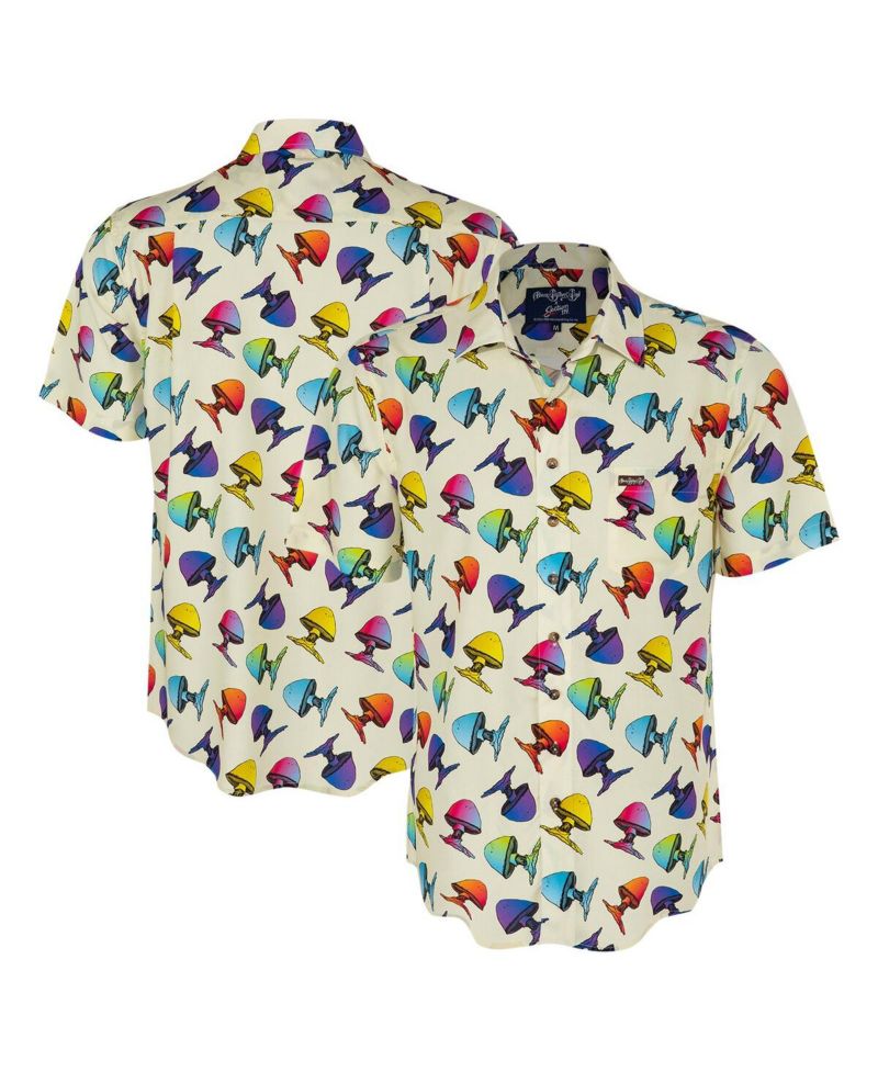 Men's Cream The Allman Brothers Band Rainbow Mushroom Button-Down Shirt