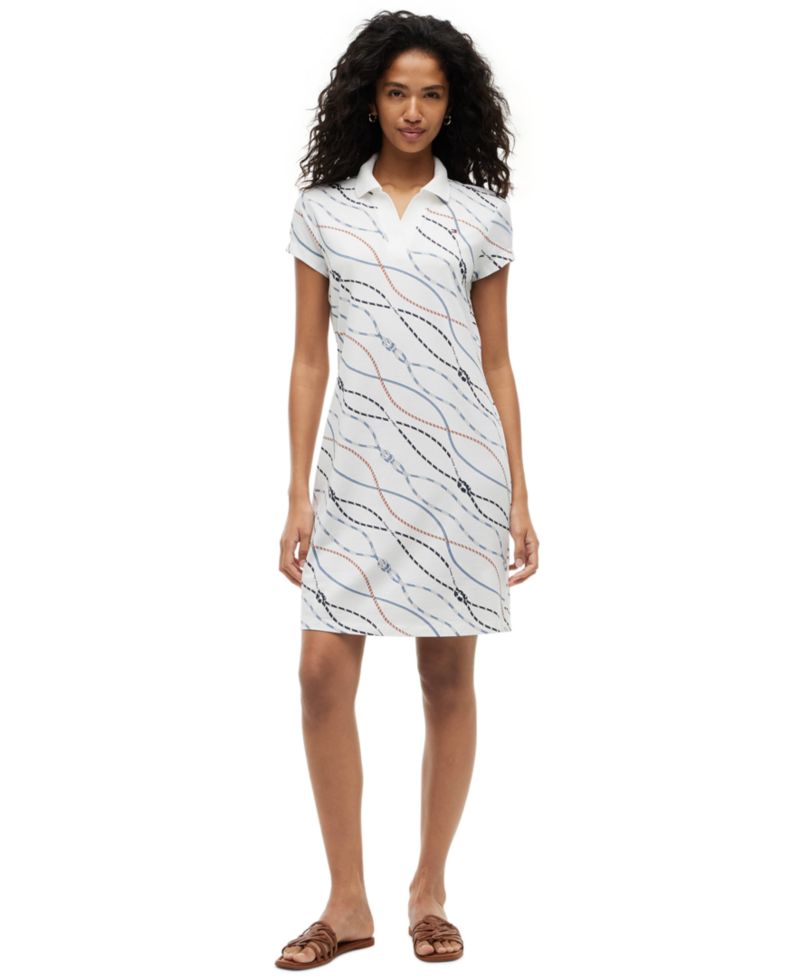 Women's Cotton-Blend Short-Sleeve Polo Dress