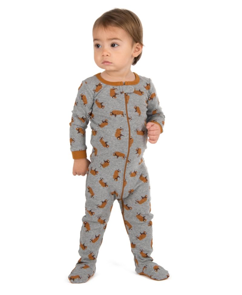Baby Boys 0M -24M One-Piece Printed Cotton Long Sleeve Footed Pajamas