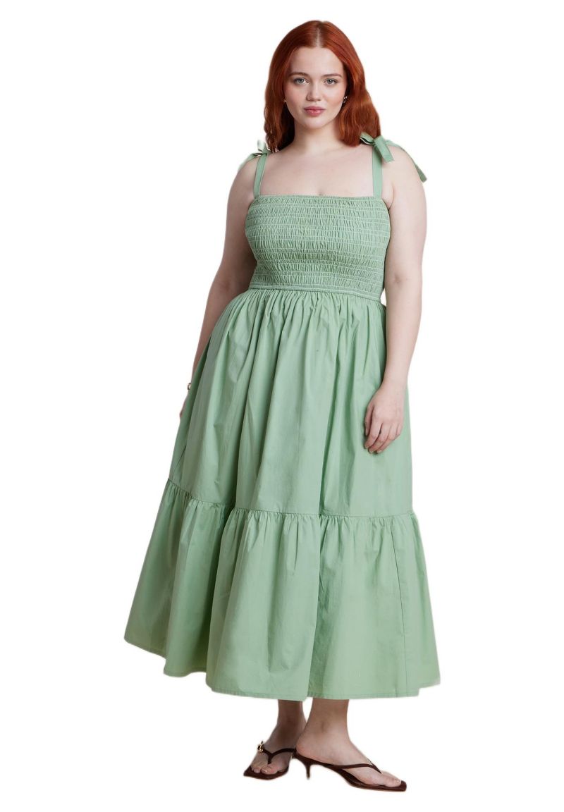 Women's Plus Size Smocked Bodice Maxi Dress