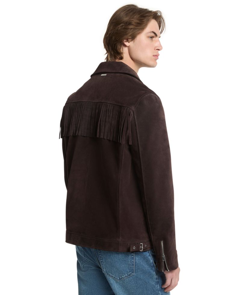 Men's Western-Inspired Fringe Suede Jacket