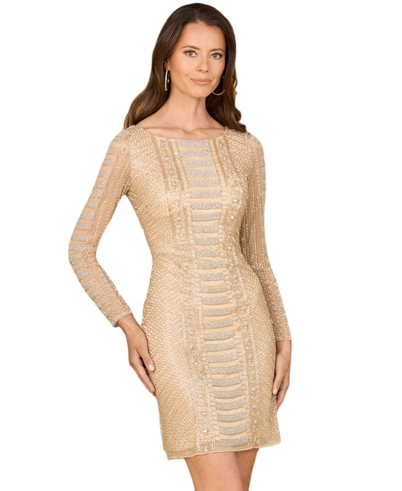 Women's Long Sleeve, High Neck Cocktail Dress