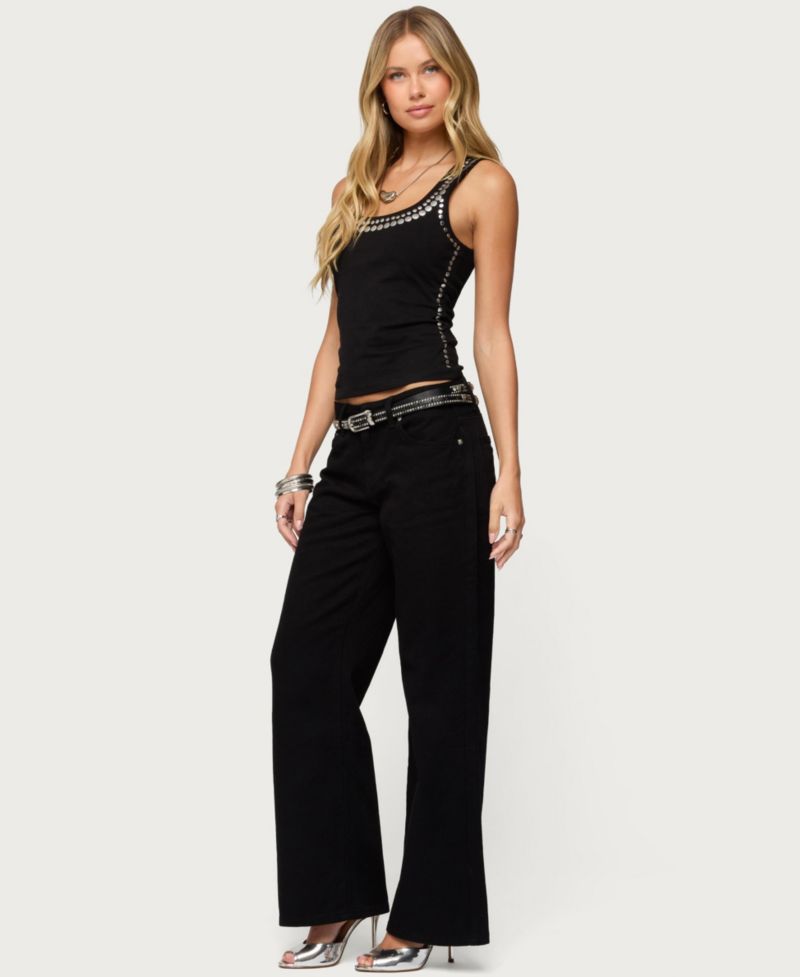Women's Studded Built In Bra Tank Top