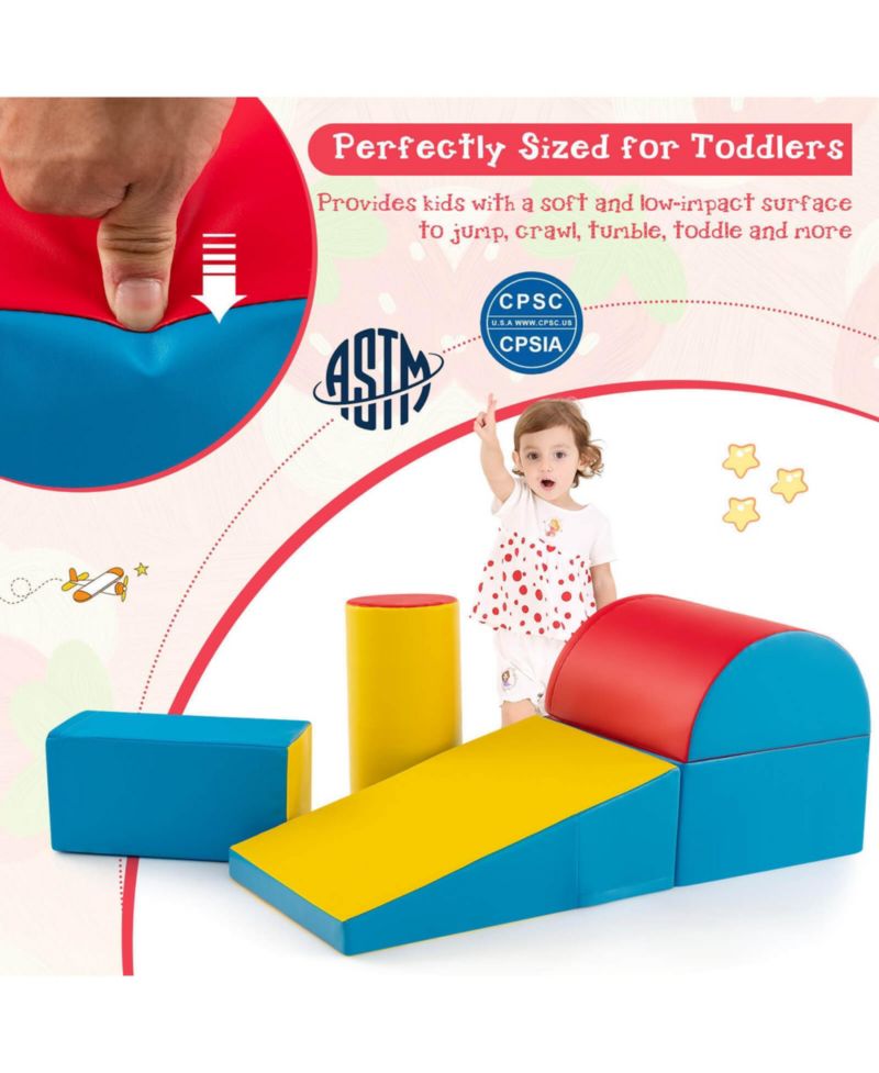 5PCS Kids Climb and Crawl Activity Playset Soft Foam Block Toddler Play Structure