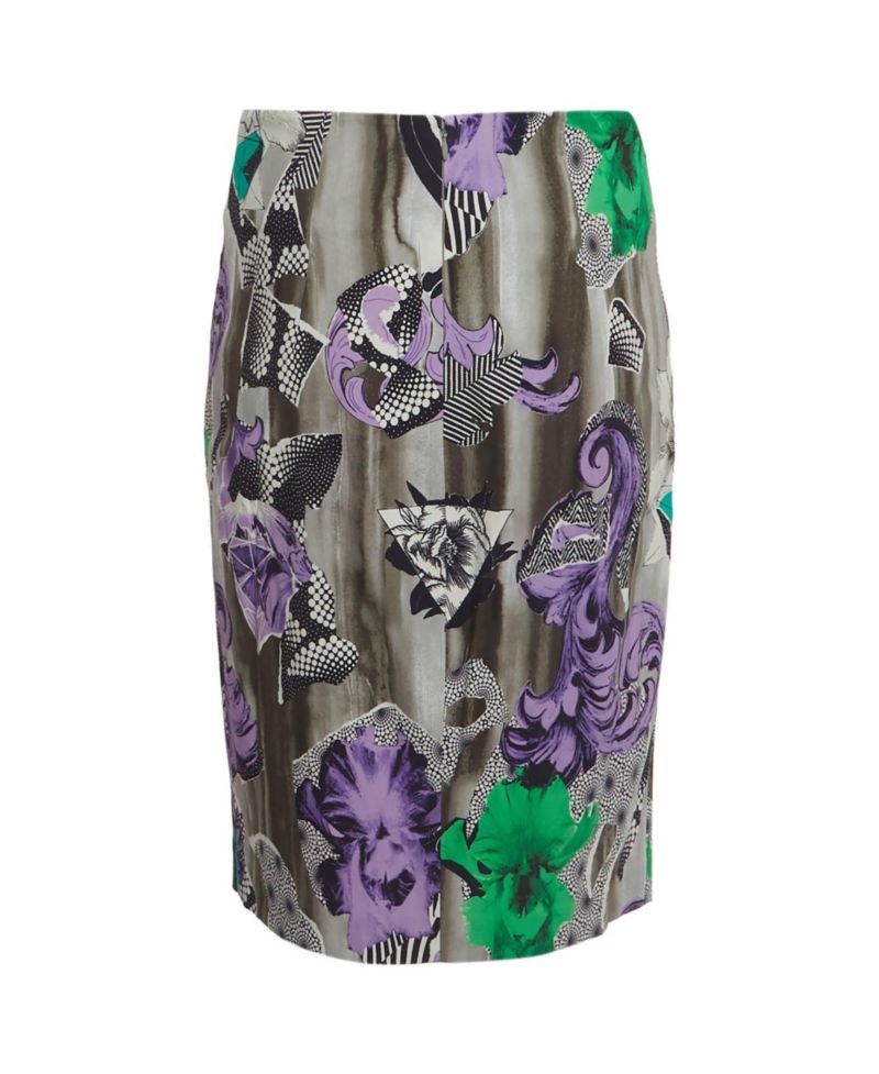 Women's Collection Multicolour Abstract Print Stretch Crepe Pencil Skirt