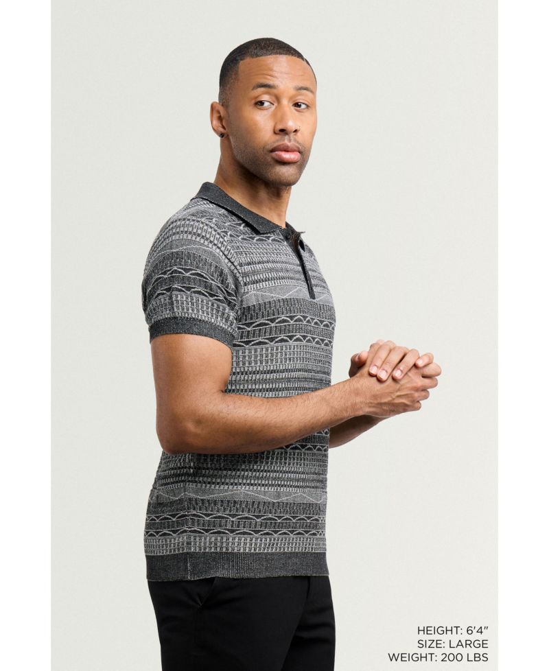 Men's Allover Jacquard Sweater Polo