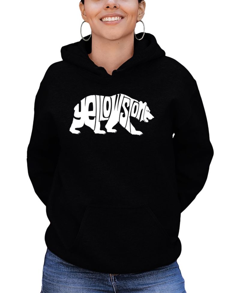 Women's Yellowstone Bear Word Art Hooded Sweatshirt