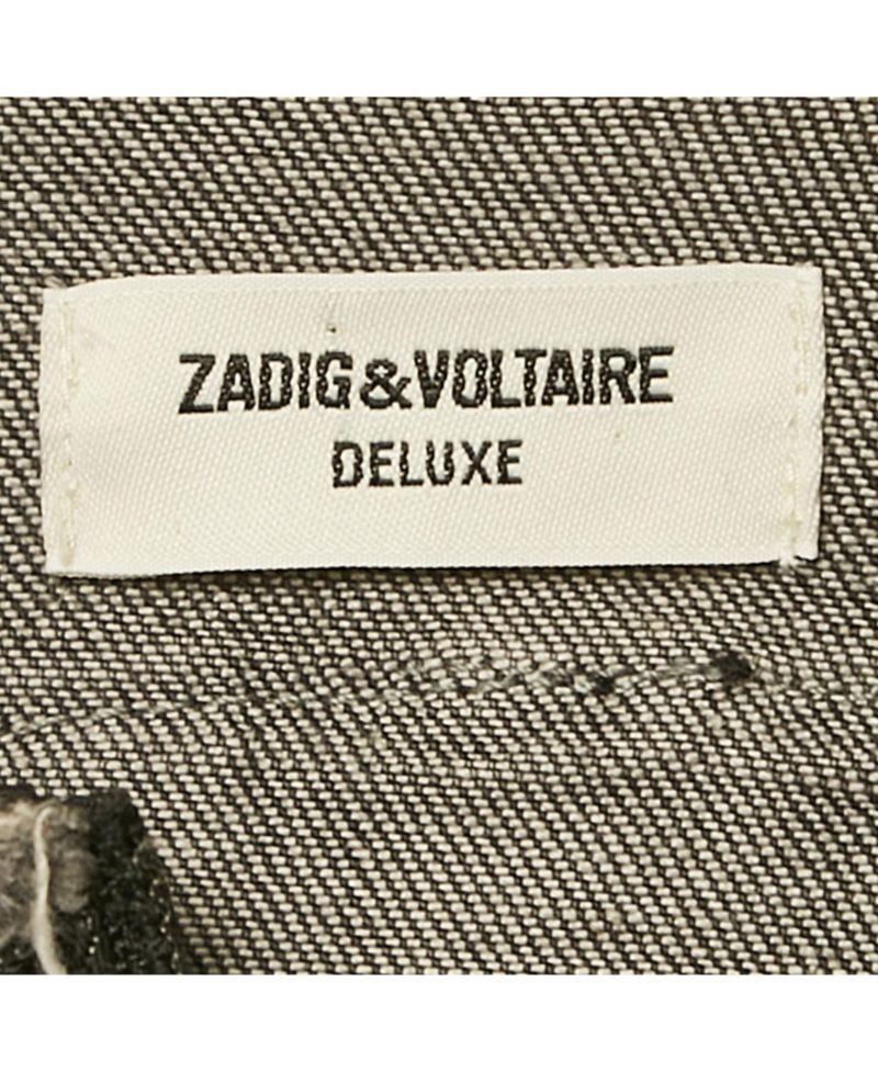 Women's Pre-Owned Zadig and Voltaire Grey Distressed Denim Embroidered Kiok Gris Brode Jacket