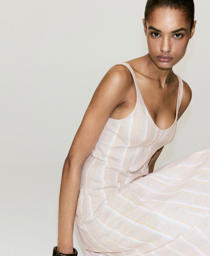 Women's Striped Linen Dress
