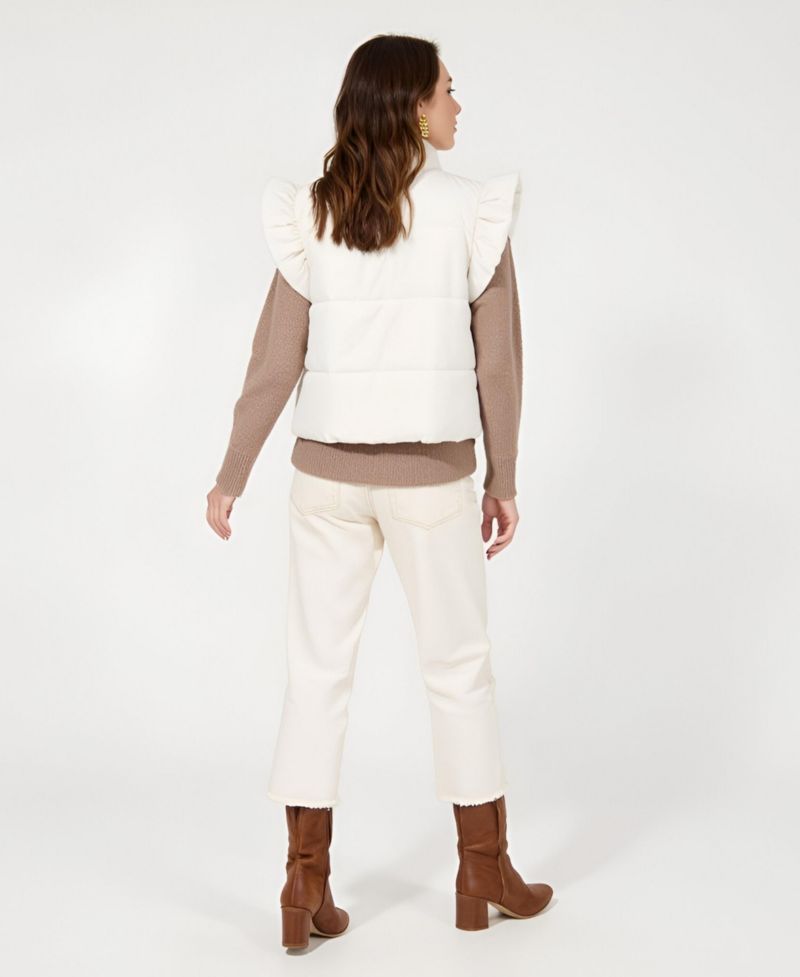 Women's Lea Ruffle Shoulder Tie-Front Puffer Vest