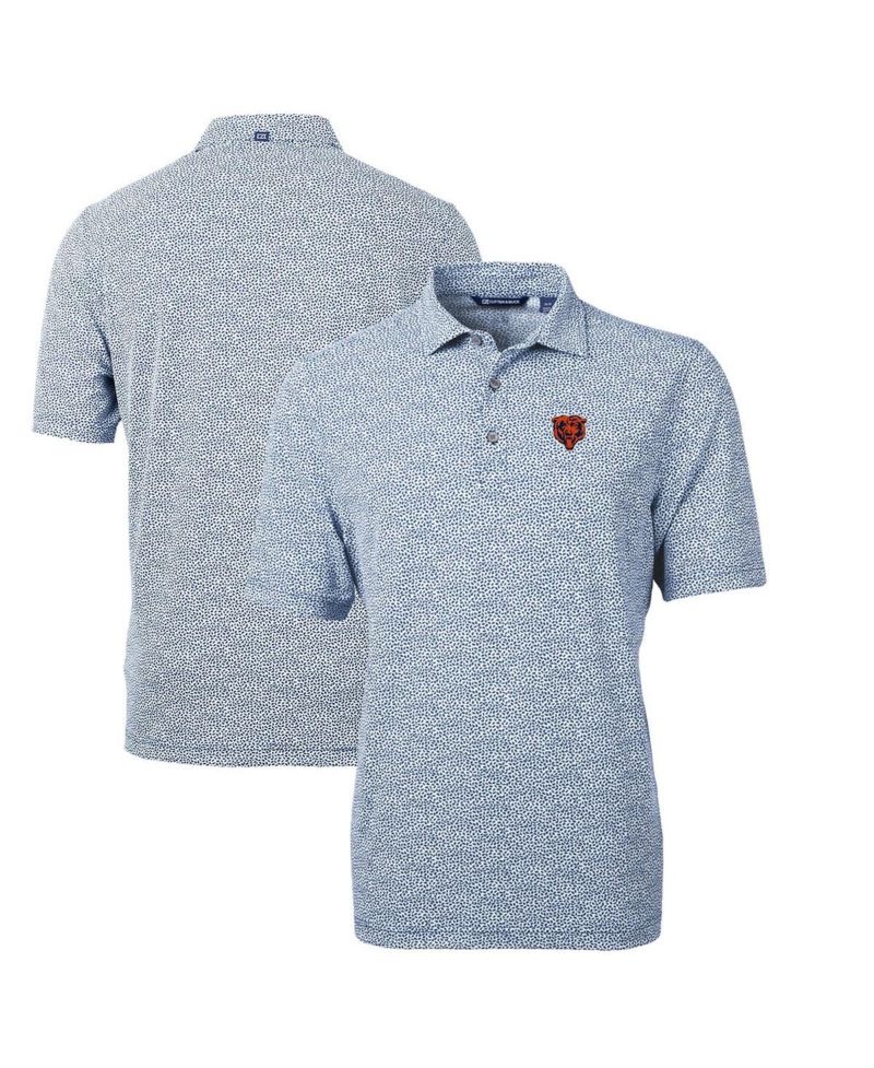 Men's Navy Chicago Bears Throwback Logo Virtue Eco-Pique Botanical Polo Shirt