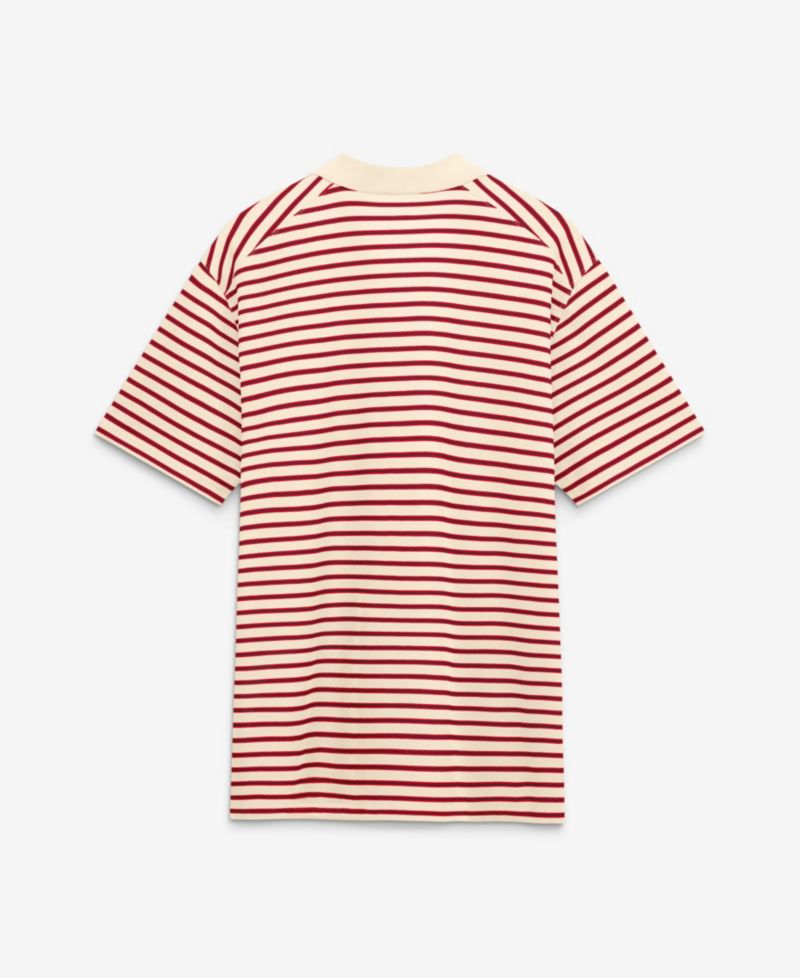 Men's Natural/Scarlet Ohio State Buckeyes Striped Primary Logo Dri-FIT Polo